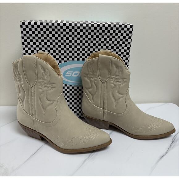 Soda Rigging-S Sand Beige Western Cowboy Boots Women’s Size 8.5 Mid Calf - Picture 1 of 8